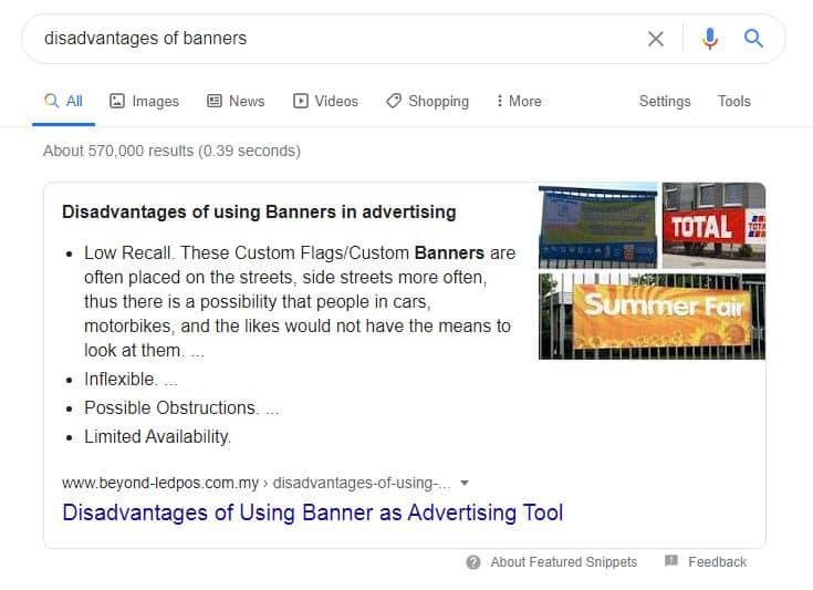 SEO-Price-Malaysia Bulleted List Featured Snippet